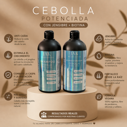 Pack Anti Caída de Cebolla + Jengibre y Biotina 500 ml